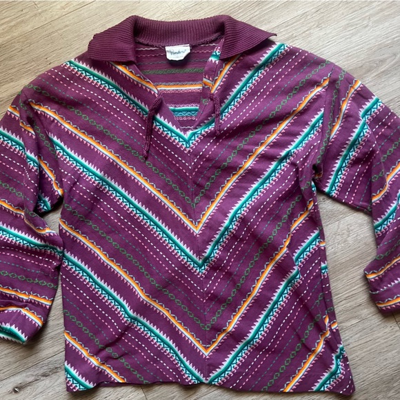 Vintage 60s 70s Pandora Scotchkin Stripe Collared Boho Eclectic Top - Picture 5 of 12